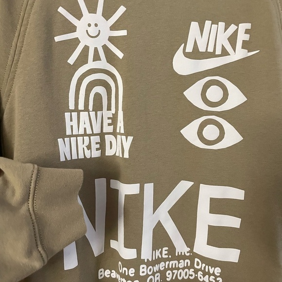 Nike Have a Nike Day Crew Neck Sweater Pullover Brown Beige Sz S B17 - Picture 4 of 9